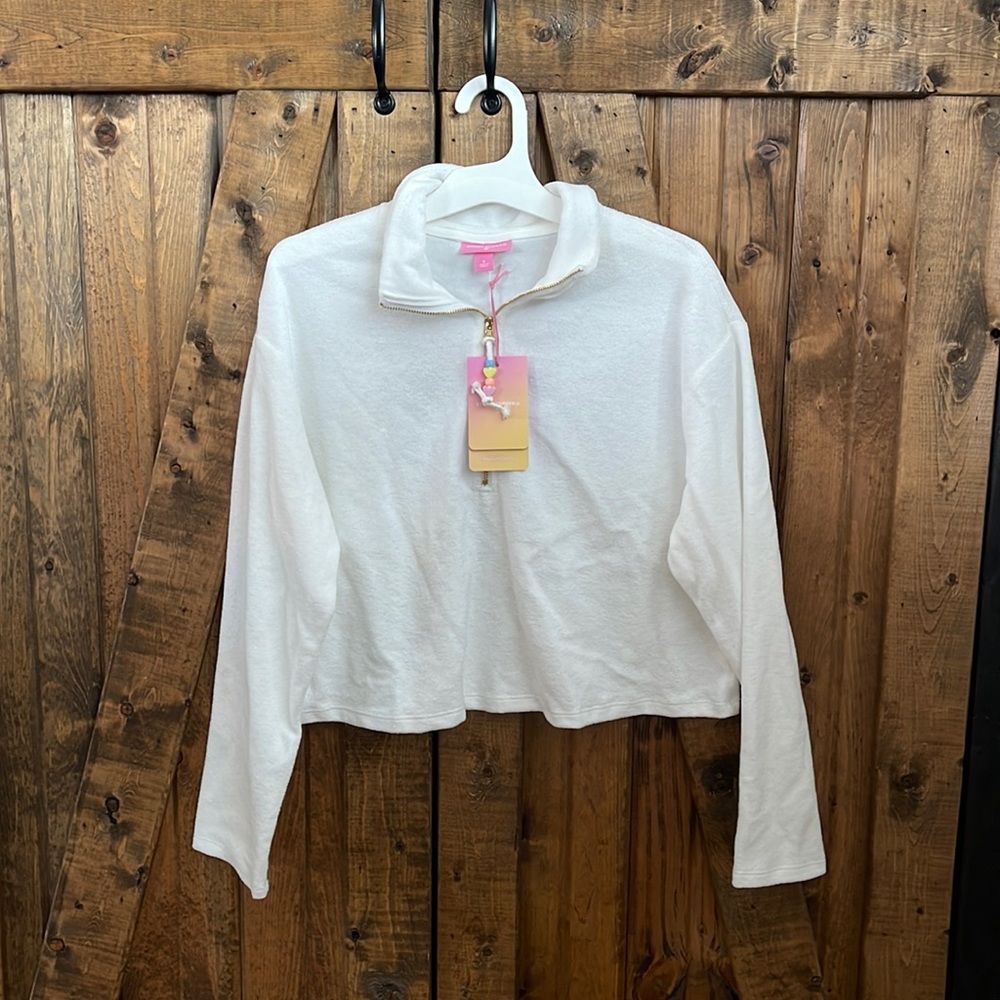 Stoney clover white terry cropped top
